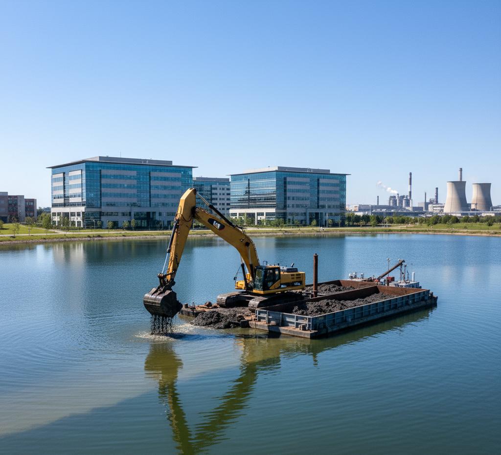 Dredging a commercial lake or pond